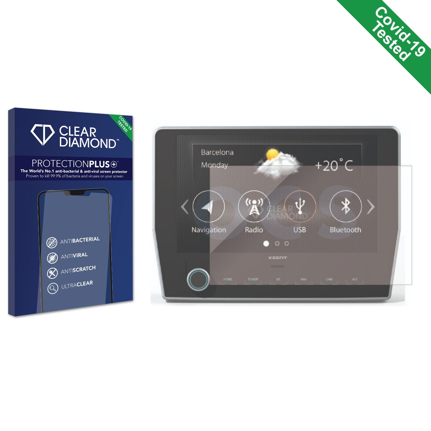 Clear Diamond Antiviral Screen Protector for Xzent XF280 ScreenShield