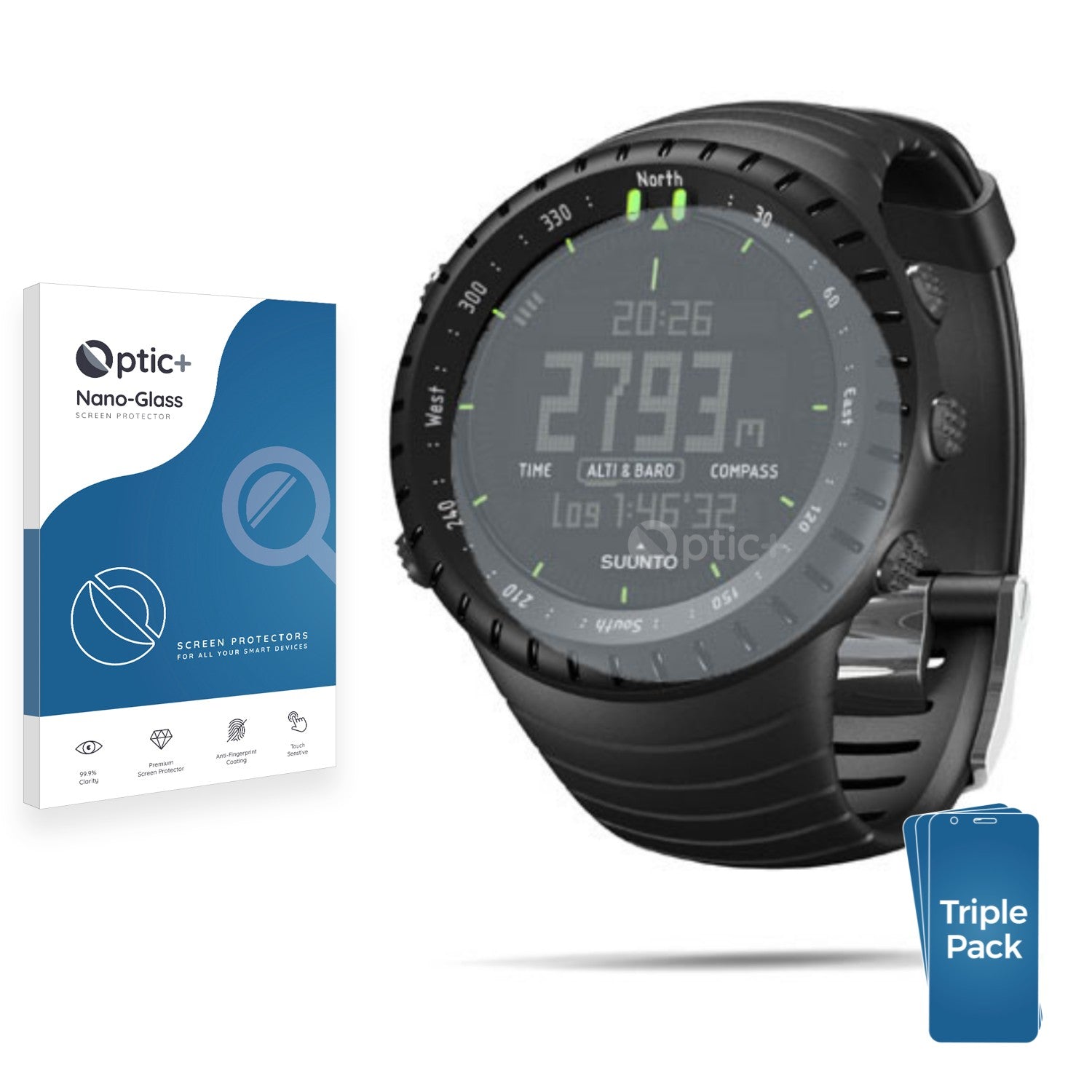Protection écran Complète Savvies Pour Suunto Core All Black – 4 Films 3D Incurvés, Transparents, Auto-cicatrisants