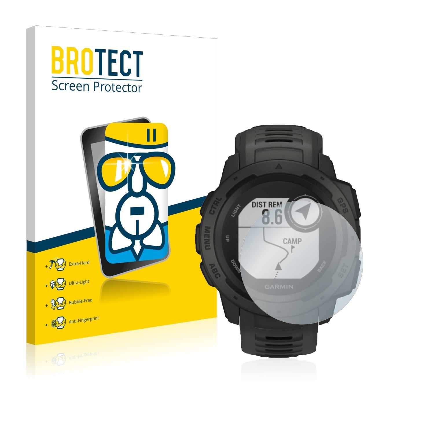 BROTECT Glas Screen Protector voor Garmin Fenix 8 Solar (51 mm) (3 Stuks) Schermbeschermer [9H Hardheid, Beschermglas-Folie niet Gehard Glas