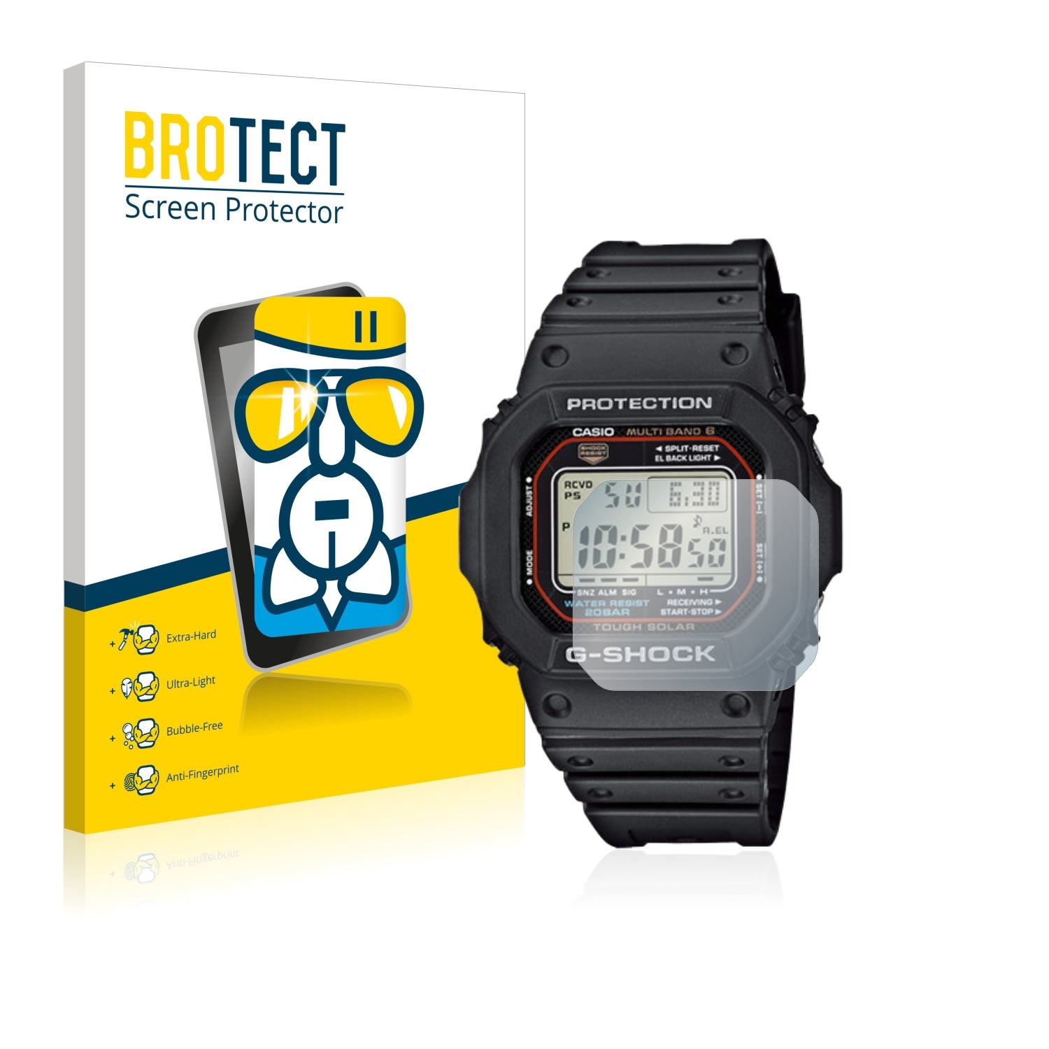 Protecteur D'Écran AtFoliX En Verre Hybride 9H Pour Casio GXW-56BB-1ER - Antichoc Et Antitraces