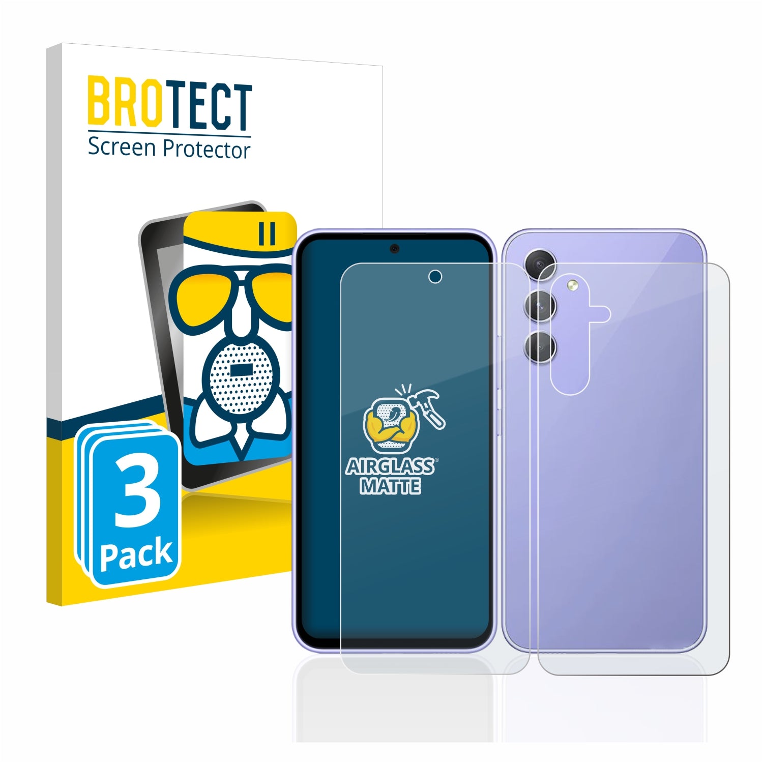 3x AntiGlare Screen Protector for Samsung Galaxy A54 5G (Front & Back