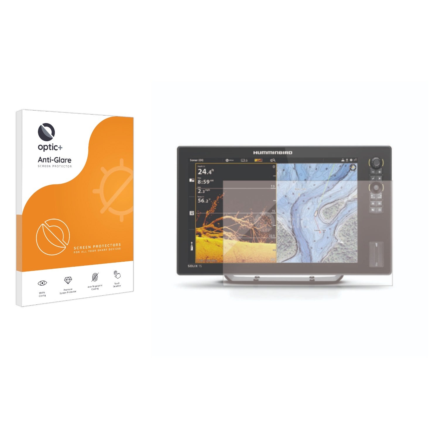 Optic+ Anti-Glare Screen Protector for Humminbird Solix 15 - ScreenShield