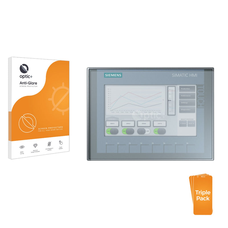 3pk Optic+ Anti-Glare Screen Protectors for Siemens Simatic HMI KTP 700 Basic