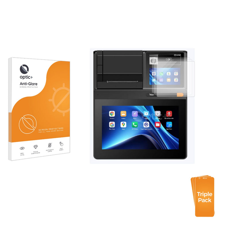 3-pack of Anti-Glare Screen Protectors for Telpo M10 (Rear Display)