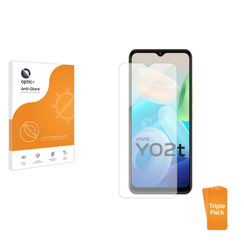 3pk Optic+ Anti-Glare Screen Protectors for Vivo Y02t