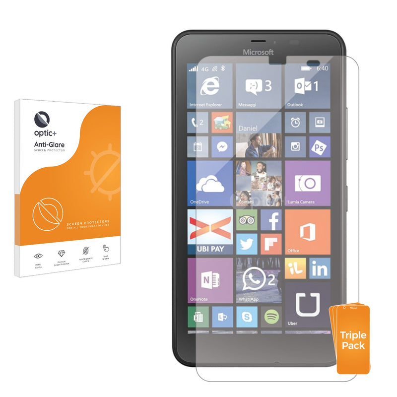 3pk Optic+ Anti-Glare Screen Protectors for Microsoft Lumia 640