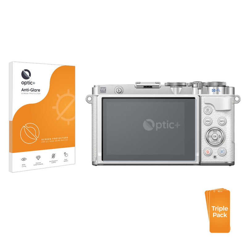 3pk Optic+ Anti-Glare Screen Protectors for Olympus PEN E-P7