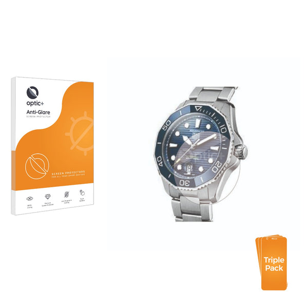 3pk Optic+ Anti-Glare Screen Protectors for TAG Heuer Aquaracer (43 mm) (runde Aussparung)