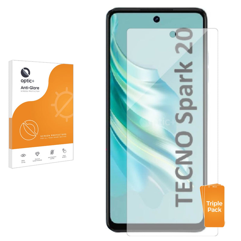 3pk Optic+ Anti-Glare Screen Protectors for Tecno Spark 20