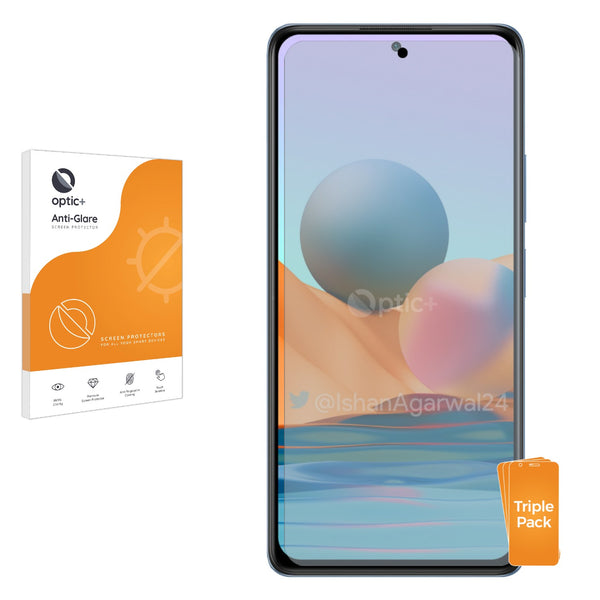 3pk Optic+ Anti-Glare Screen Protectors for Xiaomi Redmi Note 10 Pro