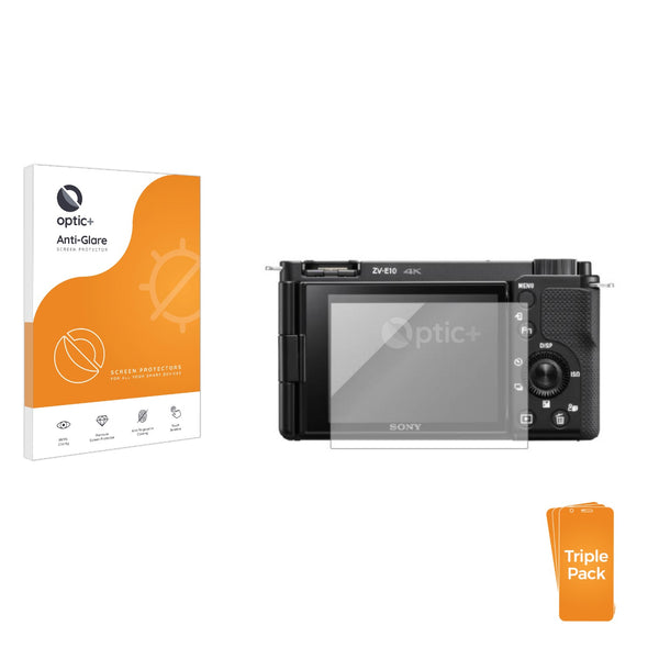 3pk Optic+ Anti-Glare Screen Protectors for Sony ZV-E10