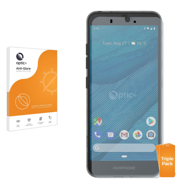 3pk Optic+ Anti-Glare Screen Protectors for Fairphone 3