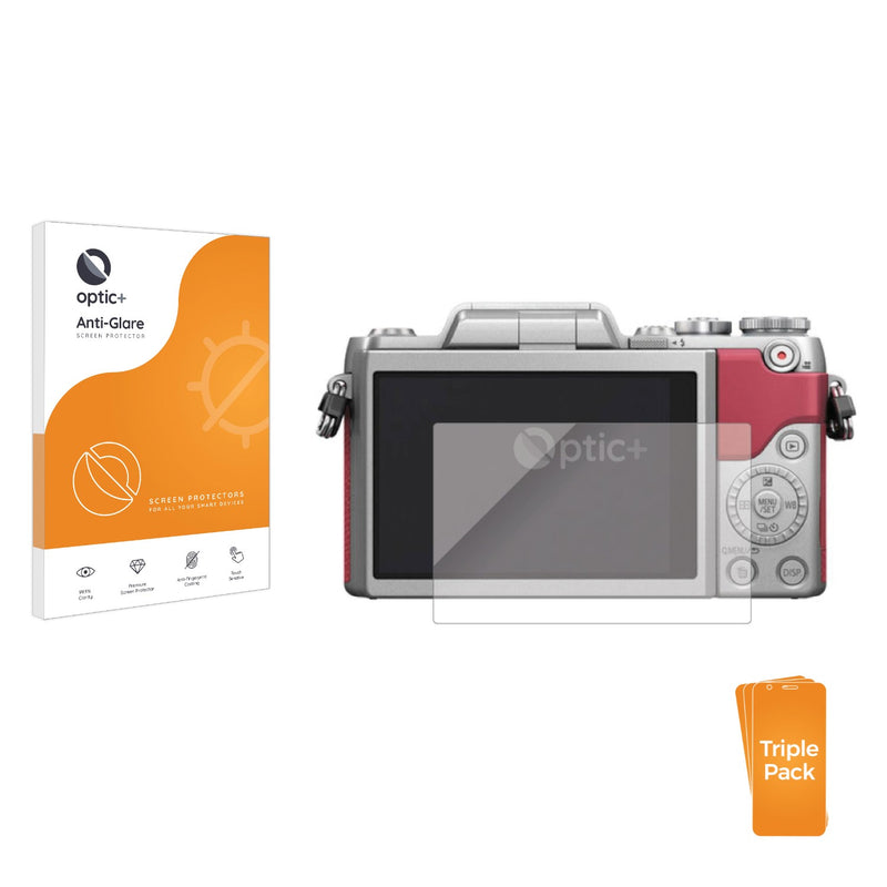 3pk Optic+ Anti-Glare Screen Protectors for Panasonic Lumix DMC-GF7