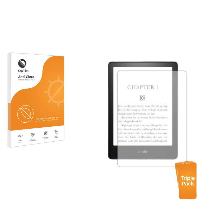 3pk Optic+ Anti-Glare Screen Protectors for Kindle Paperwhite 6.8"