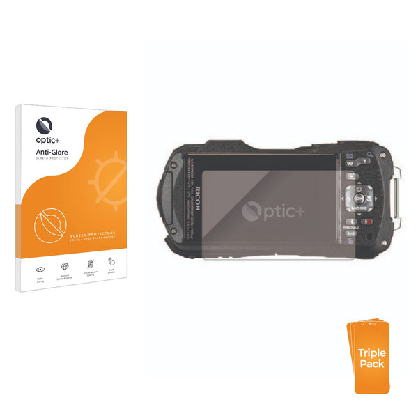 3pk Optic+ Anti-Glare Screen Protectors for Ricoh WG-80