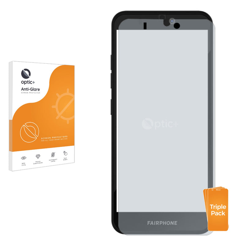 3pk Optic+ Anti-Glare Screen Protectors for Fairphone 3 Plus