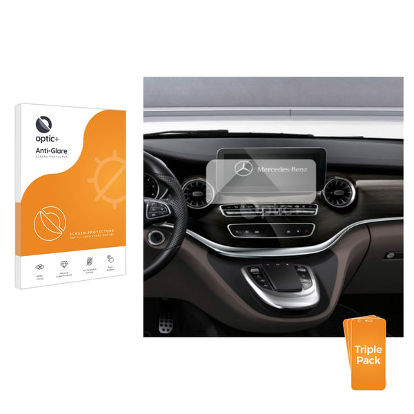 3pk Optic+ Anti-Glare Screen Protectors for Mercedes-Benz V-Class V250d 2022 Infotainment System