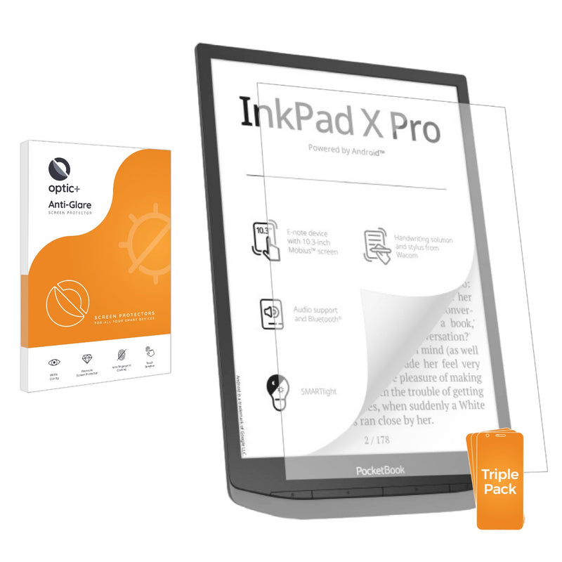 3pk Optic+ Anti-Glare Screen Protectors for PocketBook InkPad X Pro