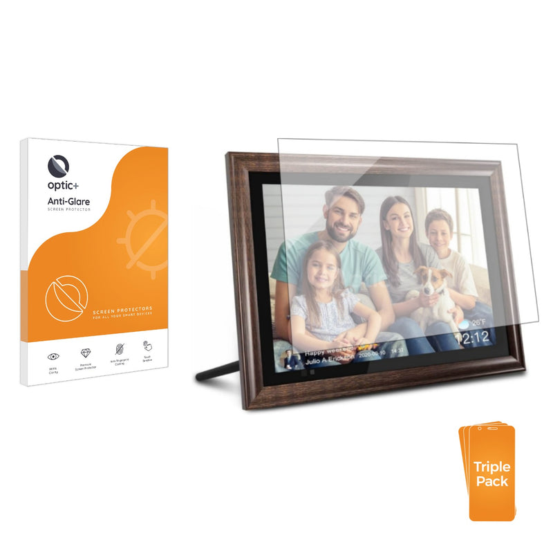 3pk Optic+ Anti-Glare Screen Protectors for Aeezo WiFi 10.1" Digital Photo Frame