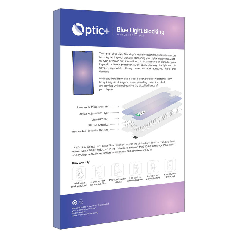 Optic+ Blue Light Blocking Screen Protector for Tenock SD6088