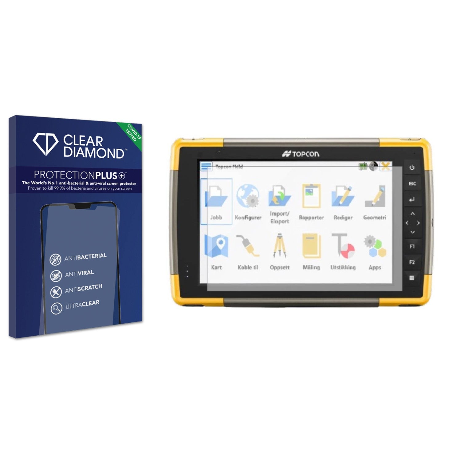 Topcon Rover Screen Protector Clear Diamond Anti-viral Screen Protector for Topcon FC-6400 - ScreenShield