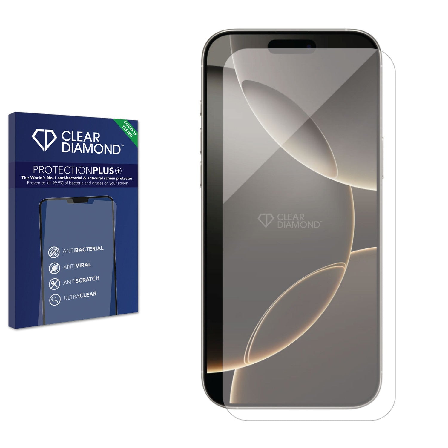 Clear Diamond Anti-viral Screen Protector for Apple iPhone 16 Pro Max ...