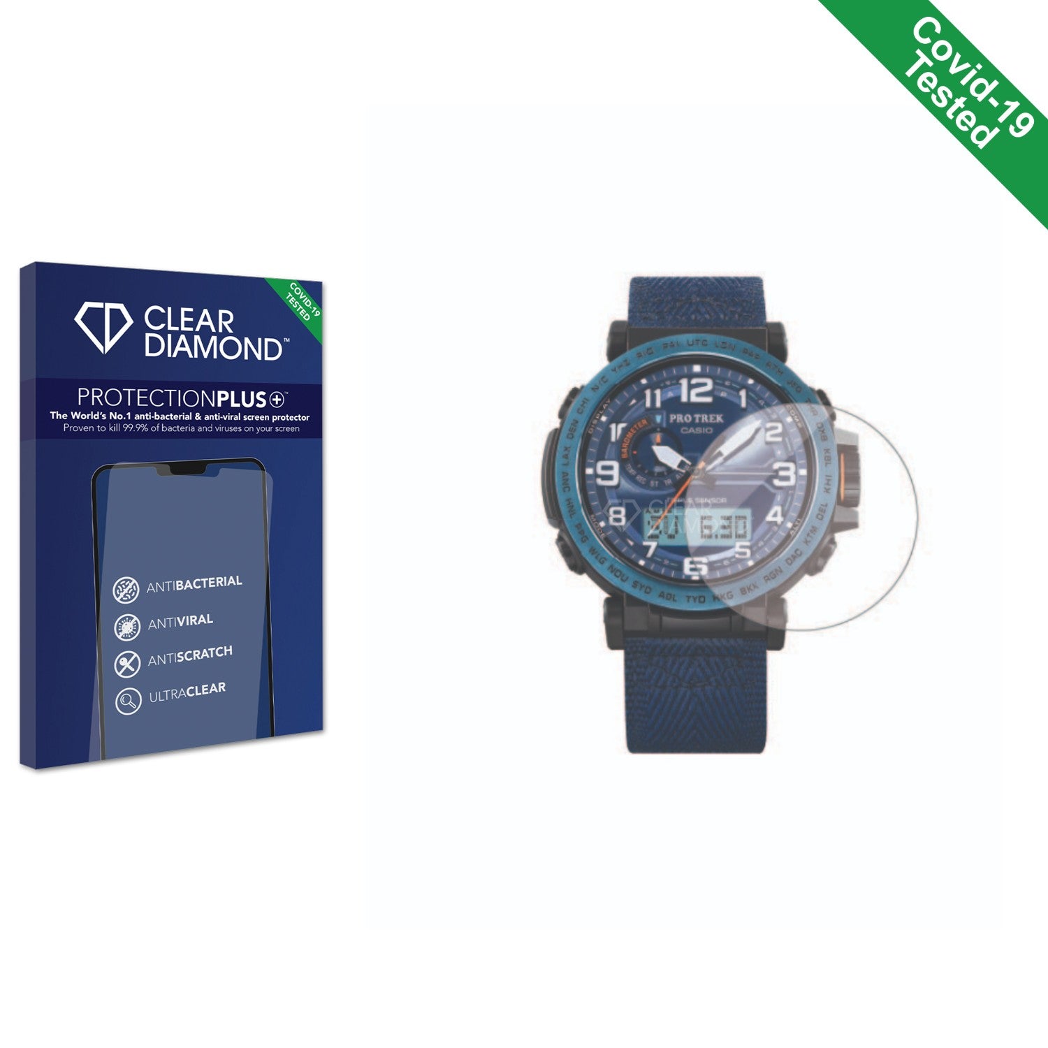 Clear Diamond Anti-viral Screen Protector for Casio Pro Trek PRG601YB ...