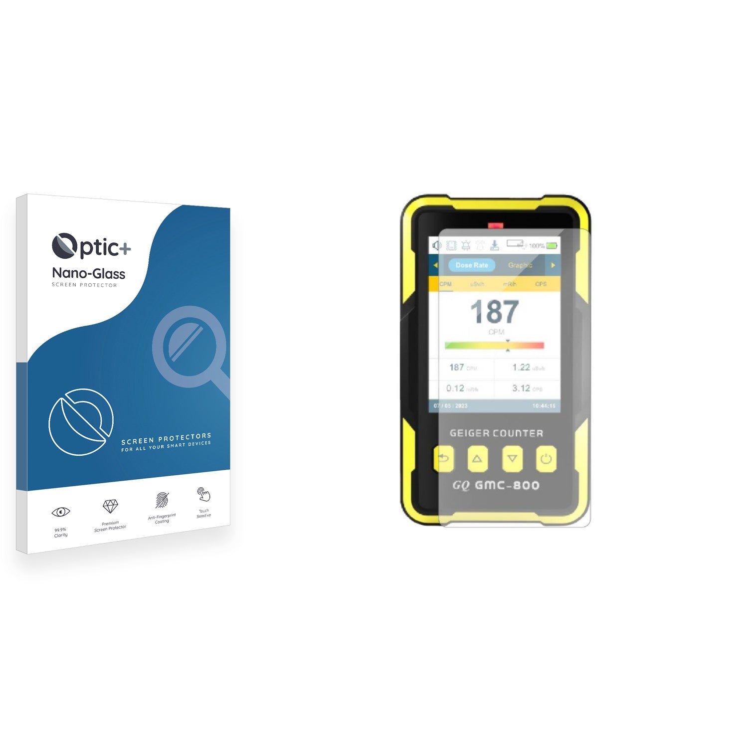 Optic+ Nano Glass Screen Protector for GQ Electronics GMC-800 Geiger ...