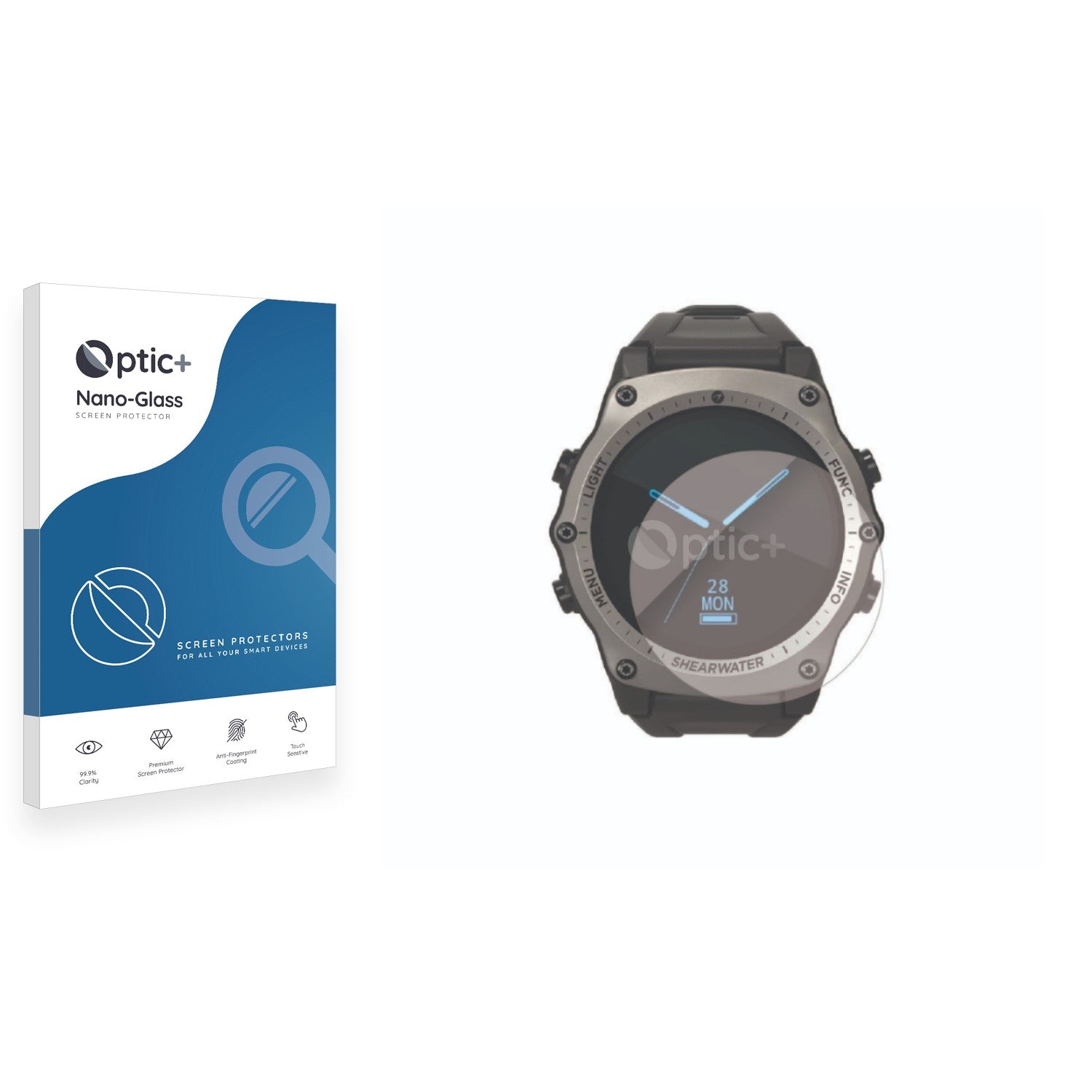 Optic+ Nano Glass Screen Protector for Shearwater Teric dive computer ...
