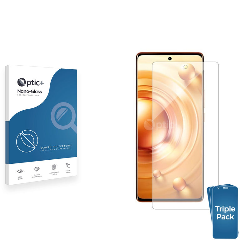 3pk Optic+ Nano Glass Screen Protectors for Vivo X80 Pro