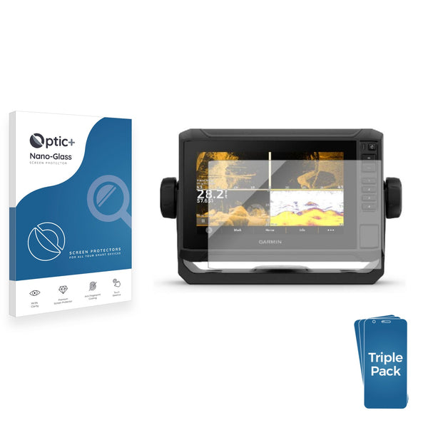 3pk Optic+ Nano Glass Screen Protectors for Garmin Echomap UHD2 75sv