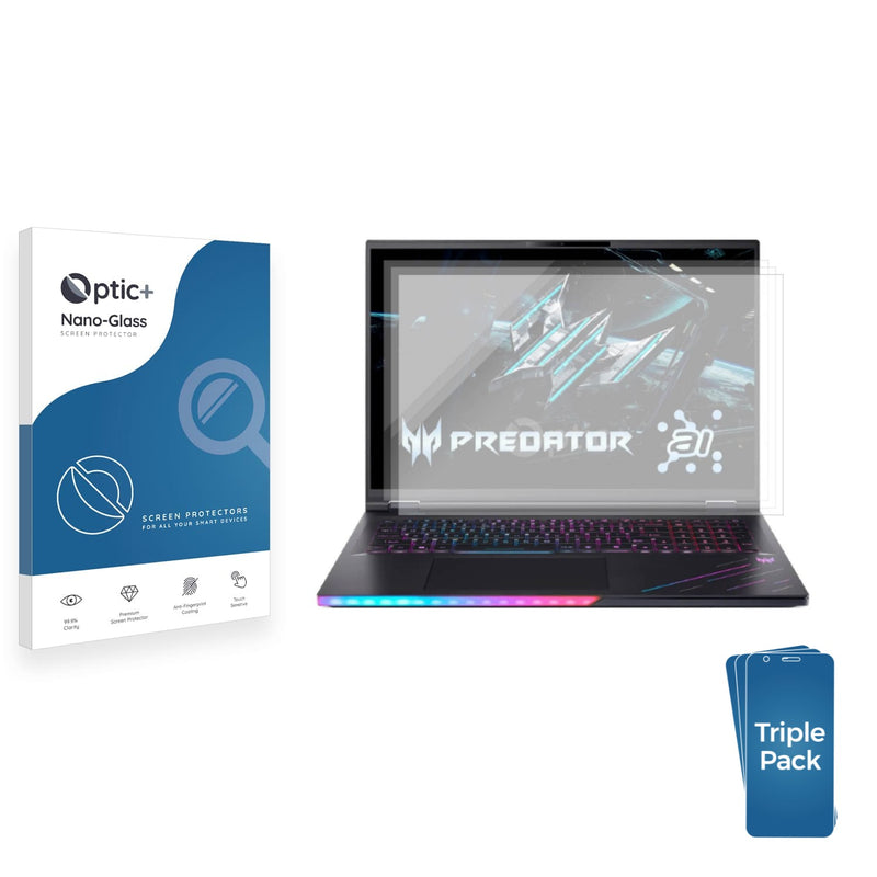 3-pack of Nano Glass screen protectors for Acer Predator Helios 18 AI PH18-73
