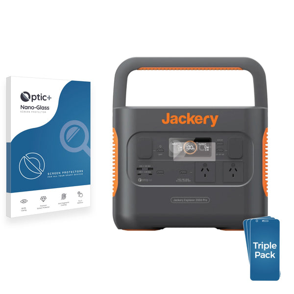 3pk Optic+ Nano Glass Screen Protectors for Jackery Explorer 2000 Pro Portable Power Station