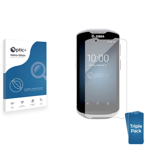 3pk Optic+ Nano Glass Screen Protectors for Zebra TC52-HC