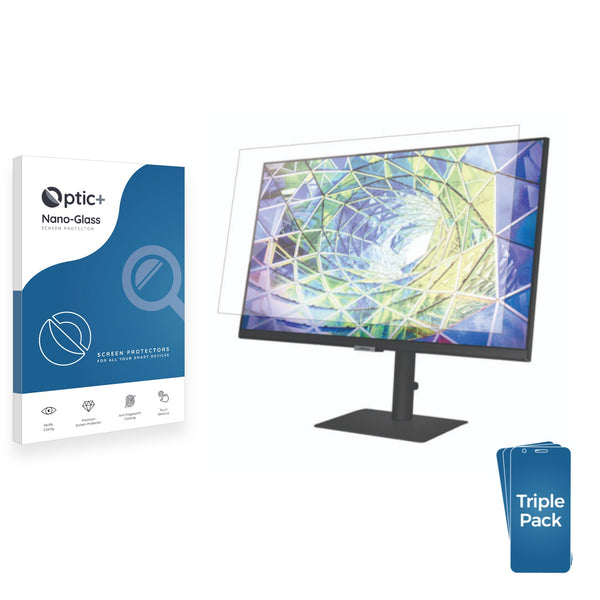 3pk Optic+ Nano Glass Screen Protectors for Samsung LS27A800U 27" Business Monitor