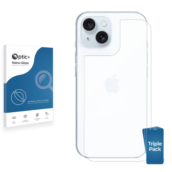 3pk Optic+ Nano Glass Rear Protectors for Apple iPhone 15