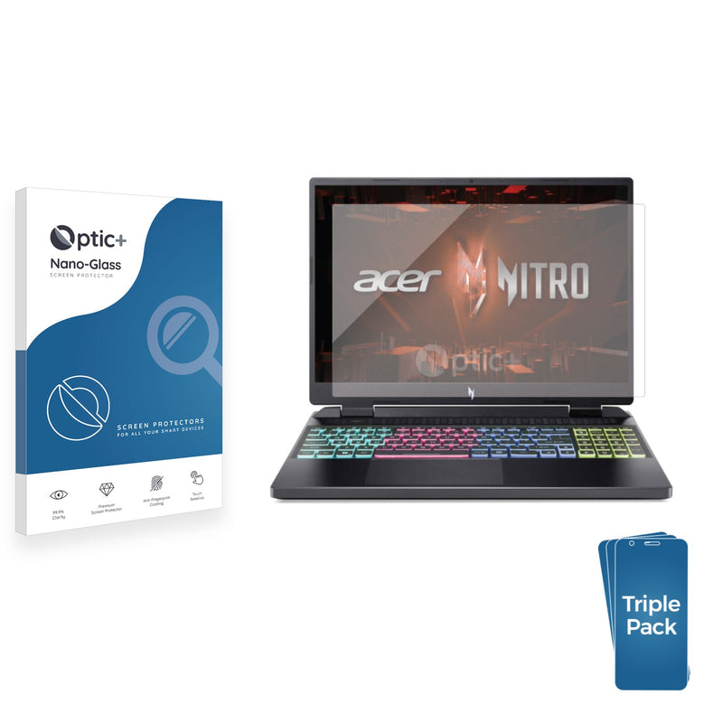 3pk Optic+ Nano Glass Screen Protectors for Acer Nitro 16