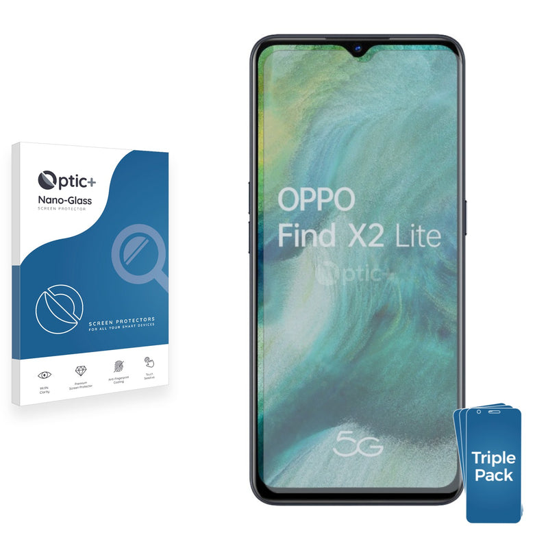 3pk Optic+ Nano Glass Screen Protectors for Oppo Find X2 Lite