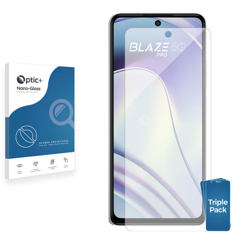 3pk Optic+ Nano Glass Screen Protectors for Lava Blaze Pro 5G