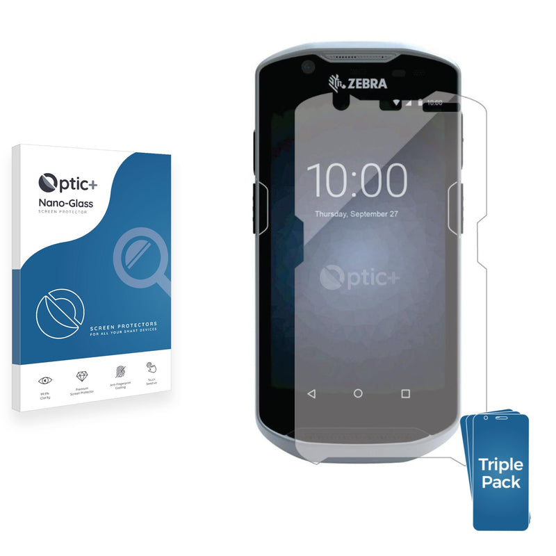 3pk Optic+ Nano Glass Screen Protectors for Zebra TC57