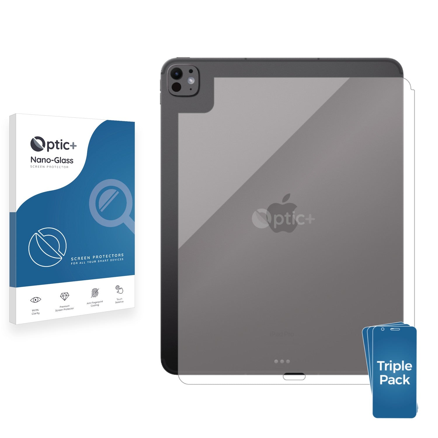 3pk Optic+ Nano Glass Rear Protectors for Apple iPad Pro 13
