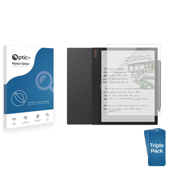 3pk Optic+ Nano Glass Screen Protectors for Onyx Boox Note Air 3 C