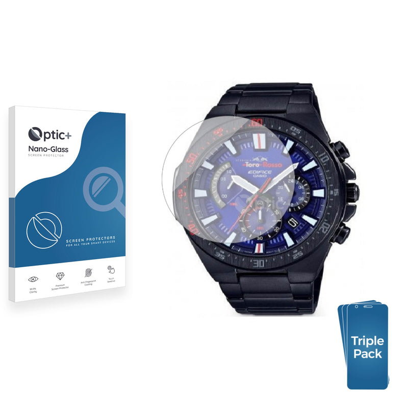 3pk Optic+ Nano Glass Screen Protectors for Casio Edifice EFR-563TR-2A