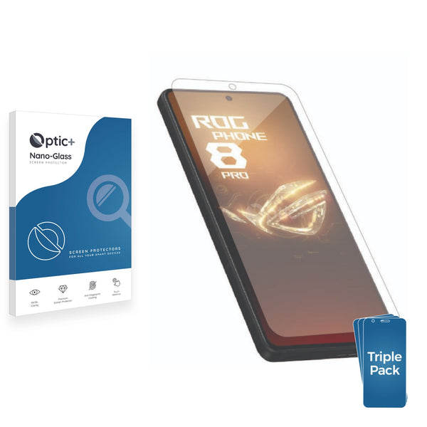 3pk Optic+ Nano Glass Screen Protectors for ASUS ROG Phone 8 Pro