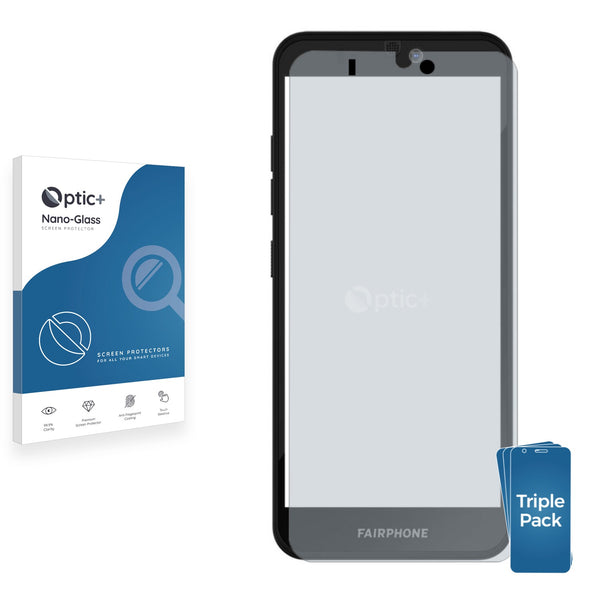 3pk Optic+ Nano Glass Screen Protectors for Fairphone 3 Plus