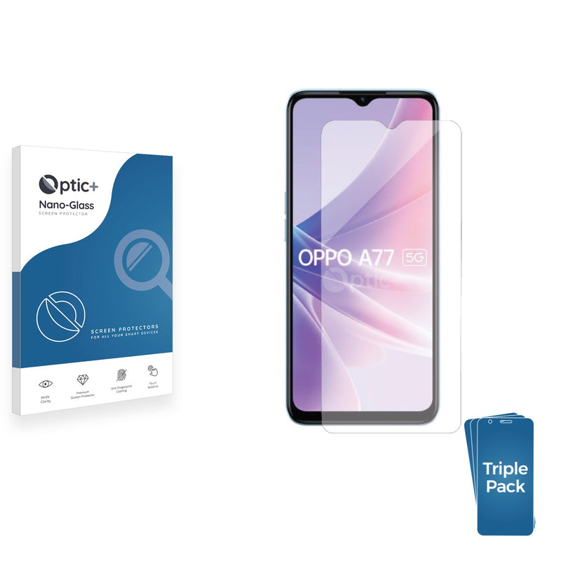 3pk Optic+ Nano Glass Screen Protectors for Oppo A77 5G