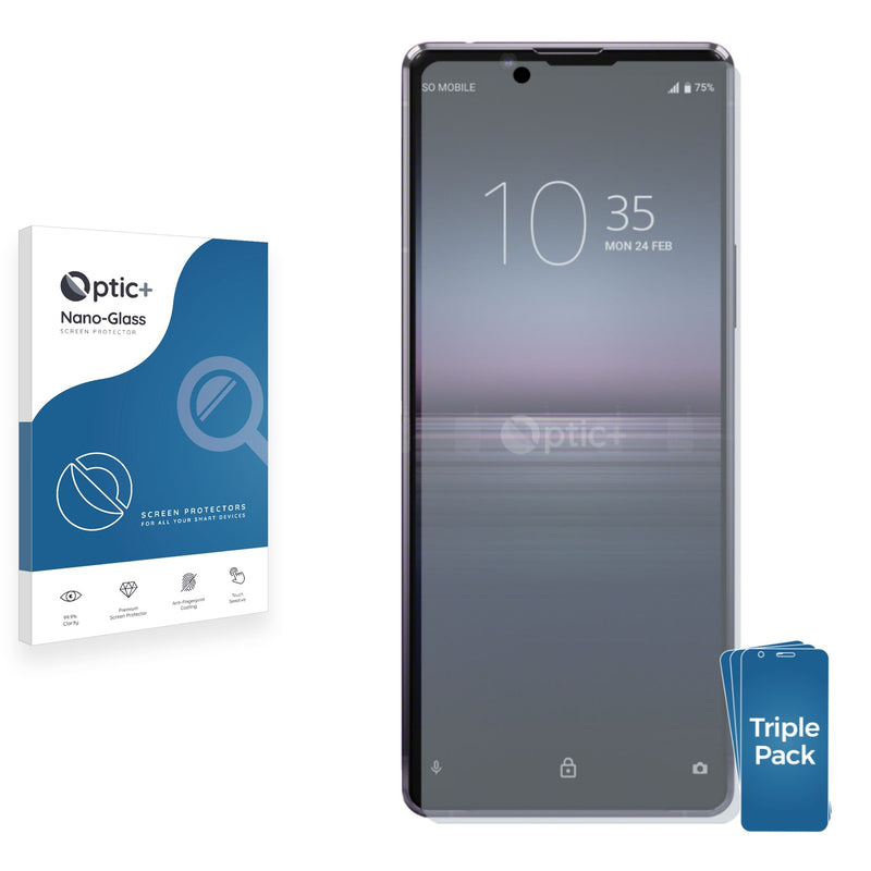 3pk Optic+ Nano Glass Screen Protectors for Sony Xperia 1 II
