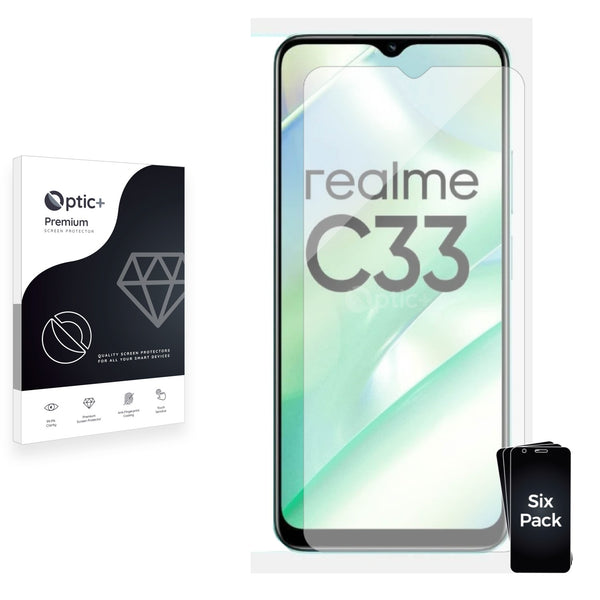 6pk Optic+ Premium Film Screen Protectors for realme C33 2023