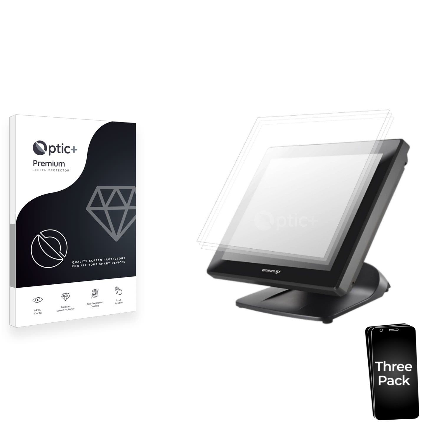 3pk Optic+ Premium Film Screen Protectors for Posiflex PS-3615-G2 ...