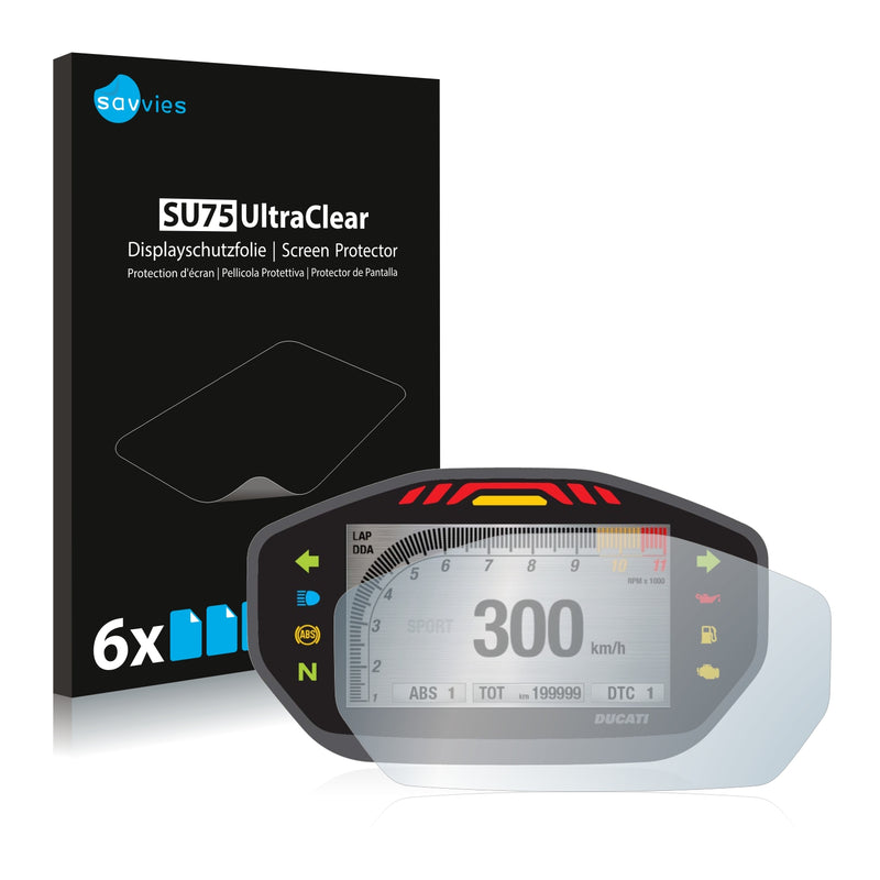 6x Savvies SU75 Screen Protector for Ducati Monster 1200 (Colour-TFT-Display)